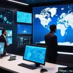 Home 15 빌 게이츠 Bill Gates 마이크로소프트 창업자 자선 활동 팬데믹 대비 - A high-tech global health monitoring center filled with diverse scientists and epidemiologists analy...
