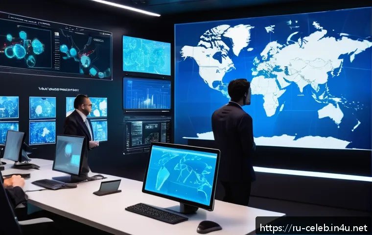 빌 게이츠 Bill Gates    마이크로소프트 창업자 자선 활동 팬데믹 대비 - A high-tech global health monitoring center filled with diverse scientists and epidemiologists analy...